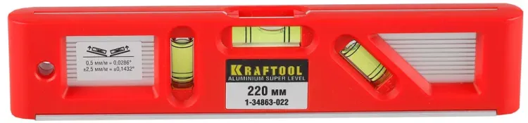 Уровень KRAFTOOL "PRO" "DIRECTOR LEVEL" с магнитом, 3 ампулы, 220мм 1-34863-022 купить в Нягани