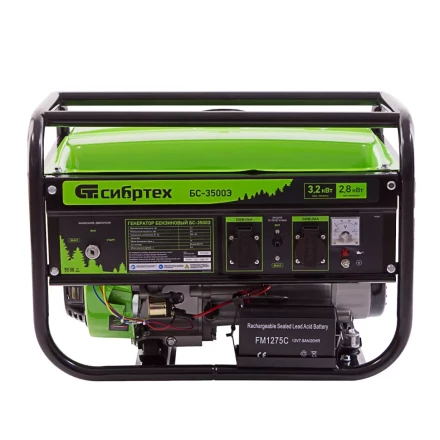Генератор бензиновый БС-3500Э, 3.2 кВт, 230В, 4-х тактный, 15 л, электростартер Сибртех 94538 купить в Нягани