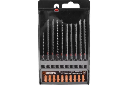 Набор пилок для лобзика по дереву и металлу 10шт Вихрь 73/10/5/15 купить в Нягани