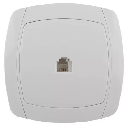 Розетка СВЕТОЗАР &quot;CITY LIGHT&quot; телефонная одинарная в сборе, цвет белый SV-54217-W купить в Нягани