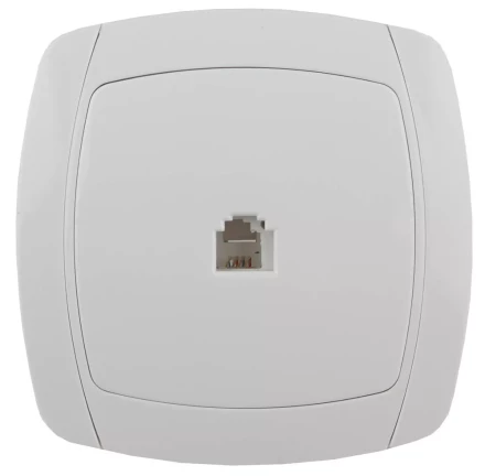 Розетка СВЕТОЗАР &quot;CITY LIGHT&quot; телефонная одинарная в сборе, цвет белый SV-54217-W купить в Нягани