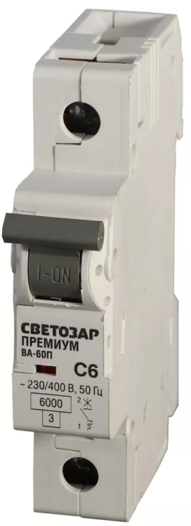Выключатель автоматический СВЕТОЗАР "ПРЕМИУМ" 1-полюсный, 63 A, "C", откл. сп. 6 кА, 230 / 400 В SV-49021-63-C купить в Нягани