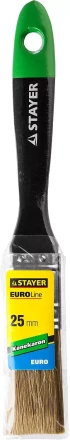 STAYER “KANEKARON-EURO”. Кисть плоская, искусственная щетина, деревянная ручка, 25мм 0106-025 купить в Нягани