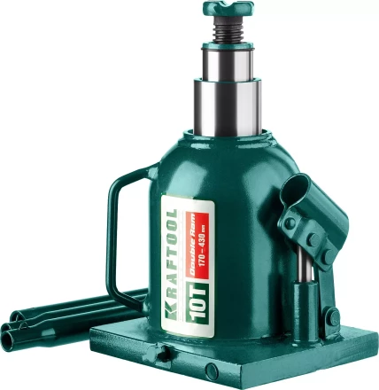 Домкрат гидравлический бутылочный &quot;Double Ram&quot;, сварной, телескопический, 10т, 170-430мм, KRAFTOOL 43463-10 43463-10 купить в Нягани