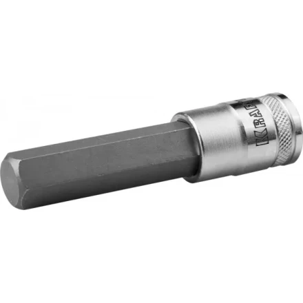 Торцовая бита-головка KRAFTOOL &quot;INDUSTRIE QUALITAT&quot;, удлиненная, материал S2, HEX, сатинированная, 1/2&quot;, H12 27909-12_z01 купить в Нягани