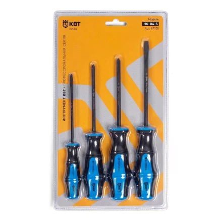 Набор слесарных отверток из стали S2 КВТ НО-04-S, 4 шт. (87105) купить в Нягани