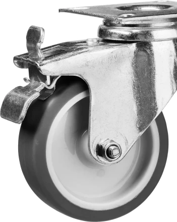 ЗУБР d 75 мм, г/п 60 кг, резина/полипропилен, термопластичное поворотное колесо c тормозом, Профессионал (30946-75-B) купить в Нягани