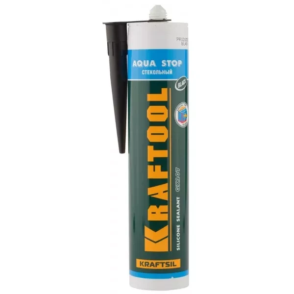 Герметик KRAFTOOL KRAFTSeal GX107 "AQUA STOP" силиконовый стекольный, черный, 300мл 41256-4 купить в Нягани