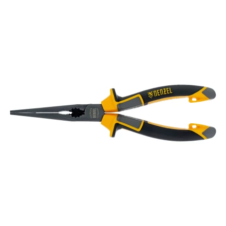 Длинногубцы прямые 205 мм Denzel 17302, трехкомпонентные рукоятки купить в Нягани