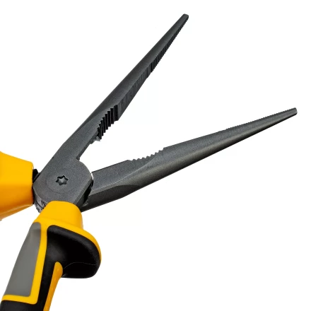 Длинногубцы прямые 205 мм Denzel 17302, трехкомпонентные рукоятки купить в Нягани