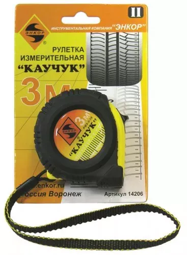 Рулетка 3м Каучук с фиксатором Энкор 14206 купить в Нягани