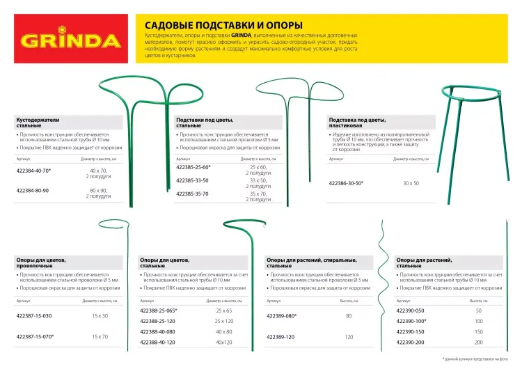 Опора GRINDA для цветов, d25х65см 422388-25-065 купить в Нягани