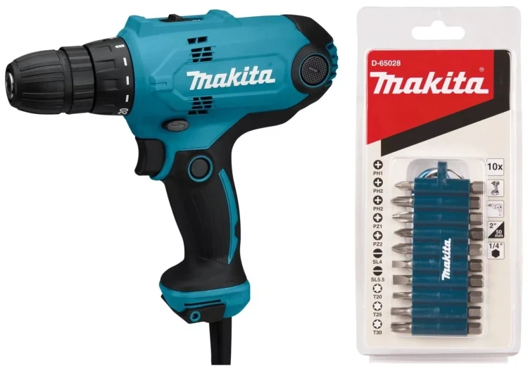 Дрель-шуруповёрт Makita DF0300X3 сетевая купить в Нягани