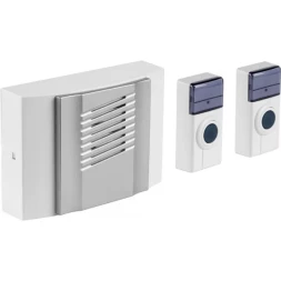 Звонок СВЕТОЗАР "ДУЭТ" электрический беспроводной 100м, 2 мелодии, 2 кнопки IP44, 2*A23, 3AA SV-58068-1