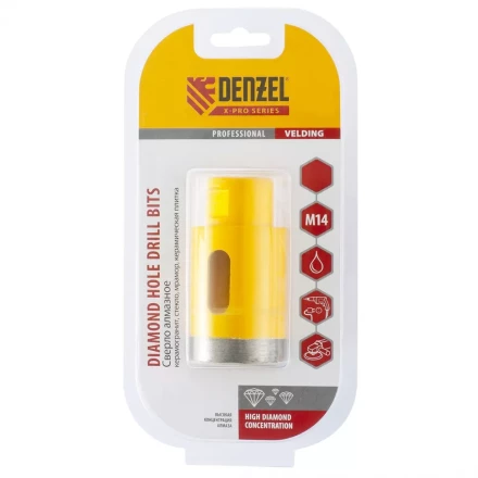 Сверло алмазное по керамограниту 70мм мокрое резание М14 DENZEL 72694 купить в Нягани
