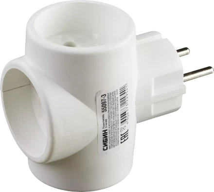 Разветвитель СИБИН электрический, 3 гнезда, 6А/220В 55097-3 купить в Нягани