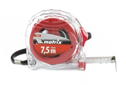 Рулетка 7,5 м х 25 мм MATRIX Crystal корпус из поликарбоната артикул 31074 купить в Нягани