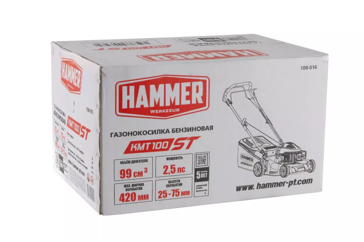 Газонокосилка бензиновая самоходная HAMMER KMT100ST купить в Нягани