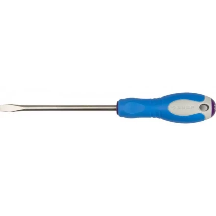 Отвертка ЗУБР, Cr-V сталь, трехкомпонентная рукоятка, цветовая индикация типа шлица, SL, 8,0x150мм 25251-8.0-150 купить в Нягани