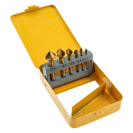 Набор зенковок Denzel 72313, HSS, M3-M10, 6 шт, металл. кейс купить в Нягани