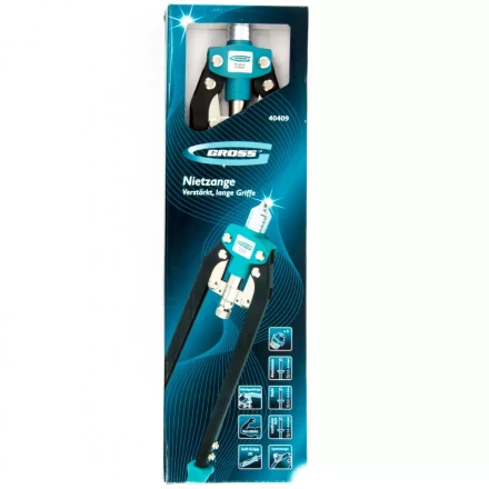 Заклепочник двуручный усиленный 520 мм, удлин.рукоятки, для заклепок 3,2-4,0-4,8-6,0-6,4 GROSS 40409 купить в Нягани