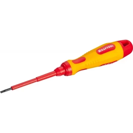 Отвертка KRAFTOOL, высоковольтная, Cr-Mo-V стержень, двухкомпонент. маслобензостойкая рукоятка, SL, 2,5х75мм 250083-2.5-075 купить в Нягани