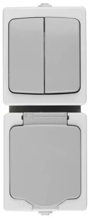 Комплект СВЕТОЗАР &quot;АВРОРА&quot; розетка с зазем. и защ. крышкой, 16А/~250В, выкл. двухклав. IP44, цвет серо-белый, 10А/~250В SV-54325-W купить в Нягани