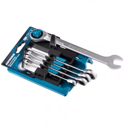 Набор ключей комбинированных трещоточных количество зубьев 100 СRV 5 шт 8- 17 мм Gross 14858 купить в Нягани