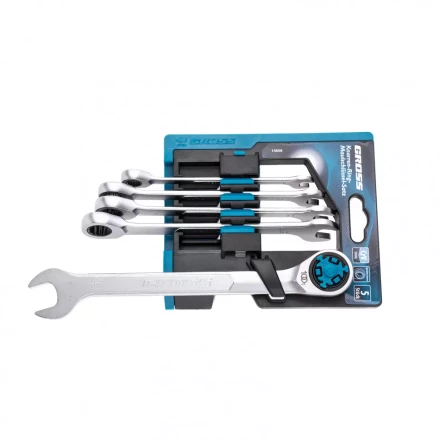 Набор ключей комбинированных трещоточных количество зубьев 100 СRV 5 шт 8- 17 мм Gross 14858 купить в Нягани