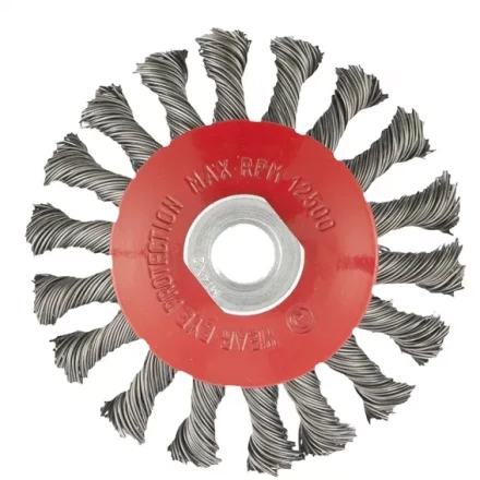 Щетка для УШМ 100 мм М14 &quot;тарелка&quot; крученая проволока 0,5 мм MATRIX 74609 купить в Нягани