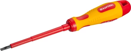 Отвертка KRAFTOOL, высоковольтная, Cr-Mo-V стержень, двухкомпонент. маслобензостойкая рукоятка, SL, 4,0х100мм 250083-4.0-100 купить в Нягани