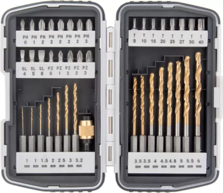 Набор бит и свёрел,магнитный адаптер,CrV, в пласт. боксе,40шт MATRIX 11322 купить в Нягани