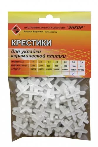 Крестики для кафеля 5,0 мм 100 штук блистер Энкор 69895 купить в Нягани