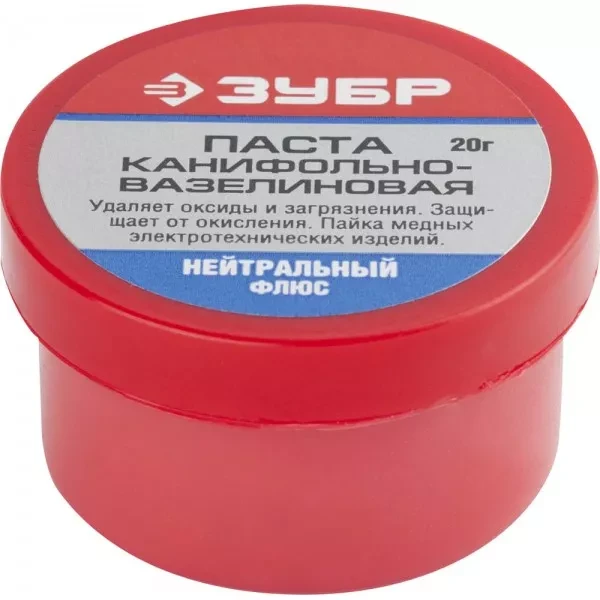 Паста ЗУБР паяльная канифольно-вазелиновая, пластиковая банка, 20гр 55475-020 купить в Нягани