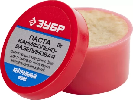 Паста ЗУБР паяльная канифольно-вазелиновая, пластиковая банка, 20гр 55475-020 купить в Нягани