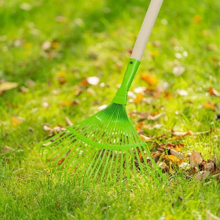 Грабли веерные стальные Palisad, 425 мм, 22 плоских зуба, эмалированные, без черенка, 617705 купить в Нягани