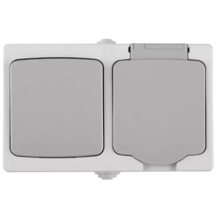 Комплект СВЕТОЗАР &quot;АВРОРА&quot; розетка с зазем. и защ. крышкой, 16А/~250В, выкл. одноклав. IP44, цвет серо-белый, 10А/~250В SV-54323-W купить в Нягани