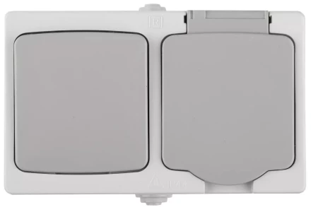 Комплект СВЕТОЗАР &quot;АВРОРА&quot; розетка с зазем. и защ. крышкой, 16А/~250В, выкл. одноклав. IP44, цвет серо-белый, 10А/~250В SV-54323-W купить в Нягани