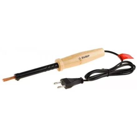 Электропаяльник ЗУБР &quot;МАСТЕР&quot; с деревянной рукояткой и долговечным жалом, форма клин 60Вт 55405-60 купить в Нягани