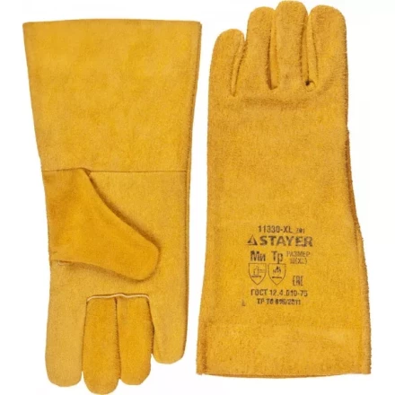 Термостойкие краги STAYER &quot;MASTER&quot; для сварки и тяжелых механических работ, 350 мм 11330-XL_z01 купить в Нягани