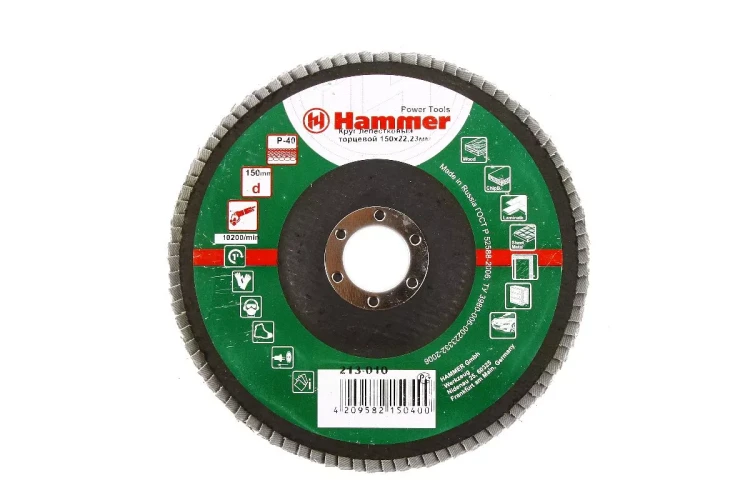 Круг Лепестковый Торцевой (КЛТ) HAMMER КЛТ 1 Ф150х22 Р40 213-010 купить в Нягани