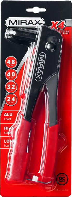 Заклепочник, MIRAX 31033, для алюминиевых заклепок d=2,4 / 3,2 / 4,0 / 4,8 мм, длина 225мм 31033_z01 купить в Нягани