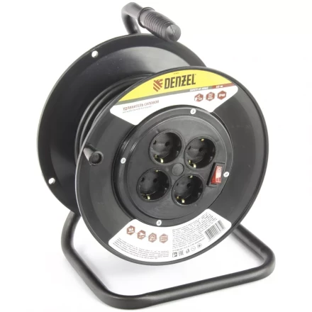 Удлинитель силовой на кабельной катушке 25м 4 розетки 16А серия УХз16 DENZEL 95905 купить в Нягани