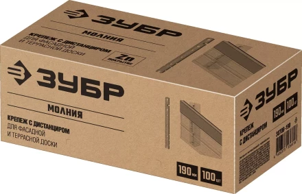 ЗУБР Молния, 190 мм, цинк, 100 шт, крепеж с дистанциром для фасадной и террасной доски (30706-190) купить в Нягани