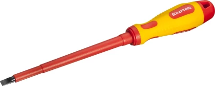 Отвертка KRAFTOOL, высоковольтная, Cr-Mo-V стержень, двухкомпонент. маслобензостойкая рукоятка, SL, 6,5х150мм 250083-6.5-150 купить в Нягани