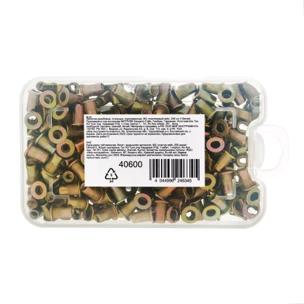 Заклепки резьбовые, стальные, оцинкованные, М3, пластиковый кейс, 200 шт. Denzel 40600 купить в Нягани