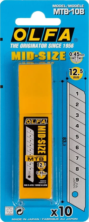 Лезвия OLFA сегментированные для OL-MT-1, 9 сегментов, 12,5мм OL-MTB-10B купить в Нягани