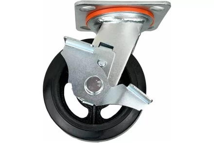 Аппаратное поворотное колесо большегрузное с тормозом HITCH 200*50 резина черная SCdb80 (SZ085007) купить в Нягани