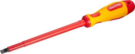 Отвертка KRAFTOOL, высоковольтная, Cr-Mo-V стержень, двухкомпонент. маслобензостойкая рукоятка, SL, 8,0х175мм 250083-8.0-175 купить в Нягани