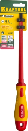 Отвертка KRAFTOOL, высоковольтная, Cr-Mo-V стержень, двухкомпонент. маслобензостойкая рукоятка, SL, 8,0х175мм 250083-8.0-175 купить в Нягани